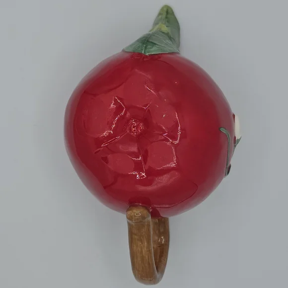 Small Teapot "Orchard In Bloom" Red Apple Ceramic Floral Cottagecore - Picture 6 of 13